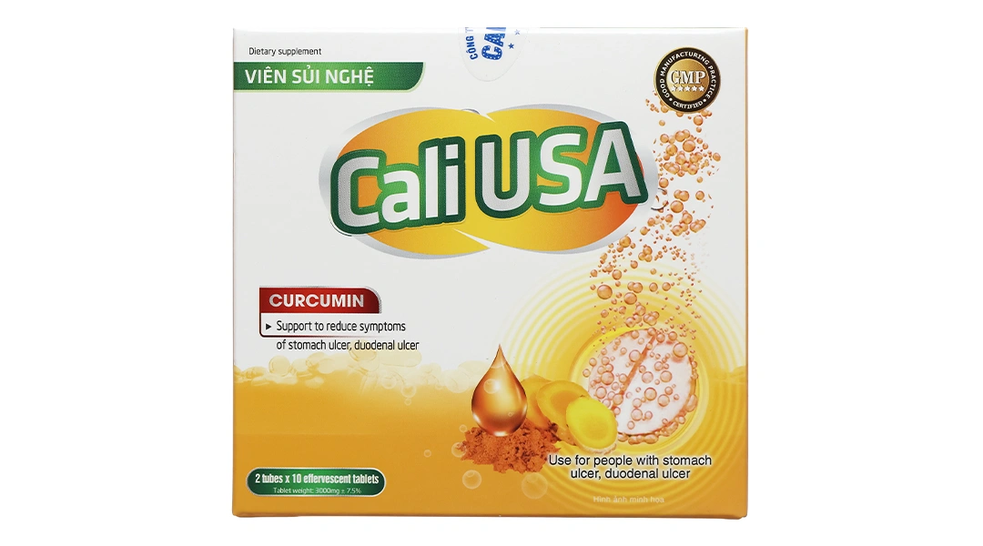 Viên Sủi Nghệ Cali USA hỗ trợ giảm viêm loét dạ dày tá tràng hộp 2 tuýp x 10 viên - 2