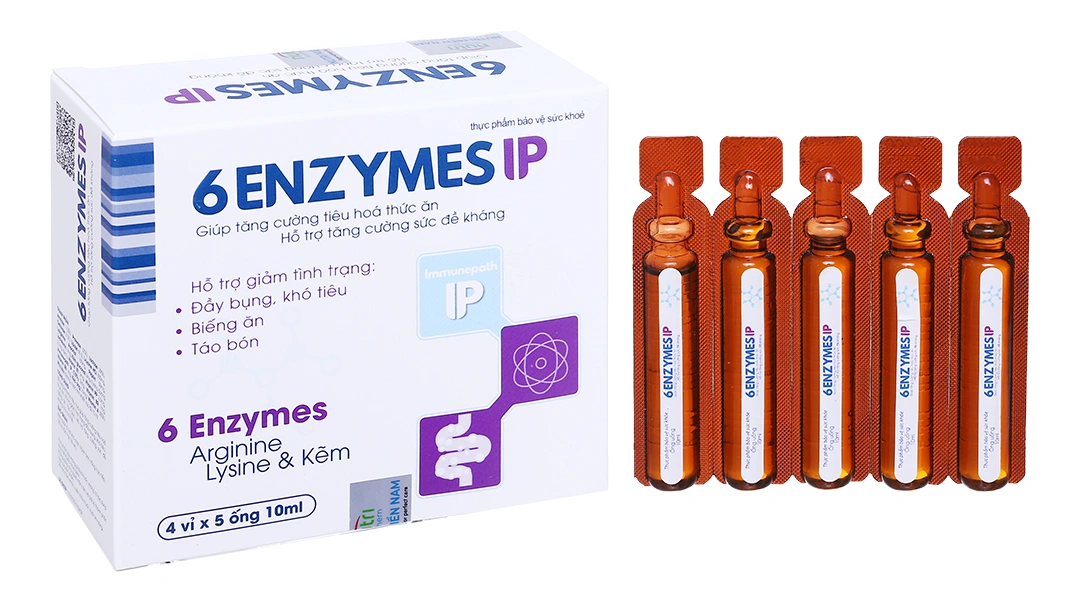 6 Enzymes IP hỗ trợ tăng cường tiêu hóa hộp 20 ống x 10ml - 