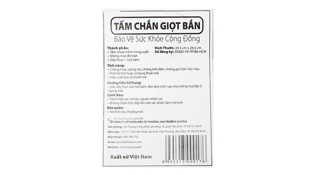 Tấm chắn giọt bắn Trường Dương (20.5cm x 29.5cm) - 3
