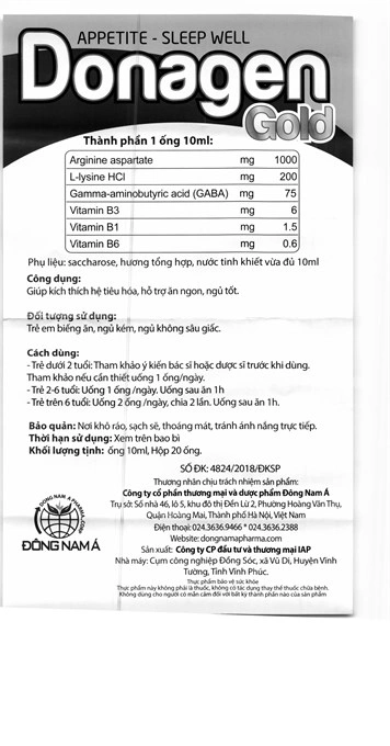 Donagen Gold hỗ trợ kích thích hệ tiêu hóa hộp 20 ống x 10ml - 5