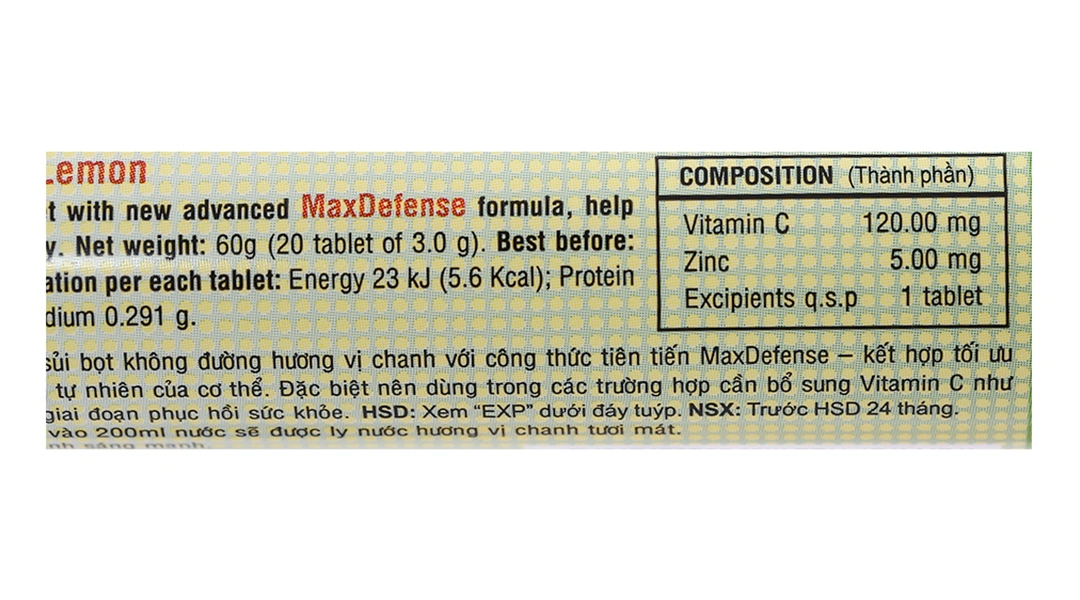 Plusssz Max Vitamin C Chanh Gold + Zinc tuýp 20 viên - 3