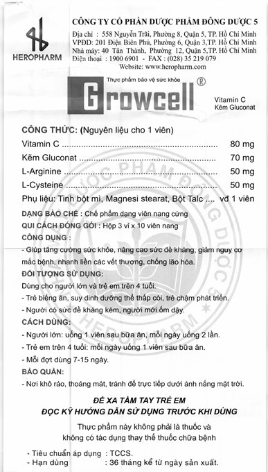 Growcell hỗ trợ tăng đề kháng hộp 30 viên - 7