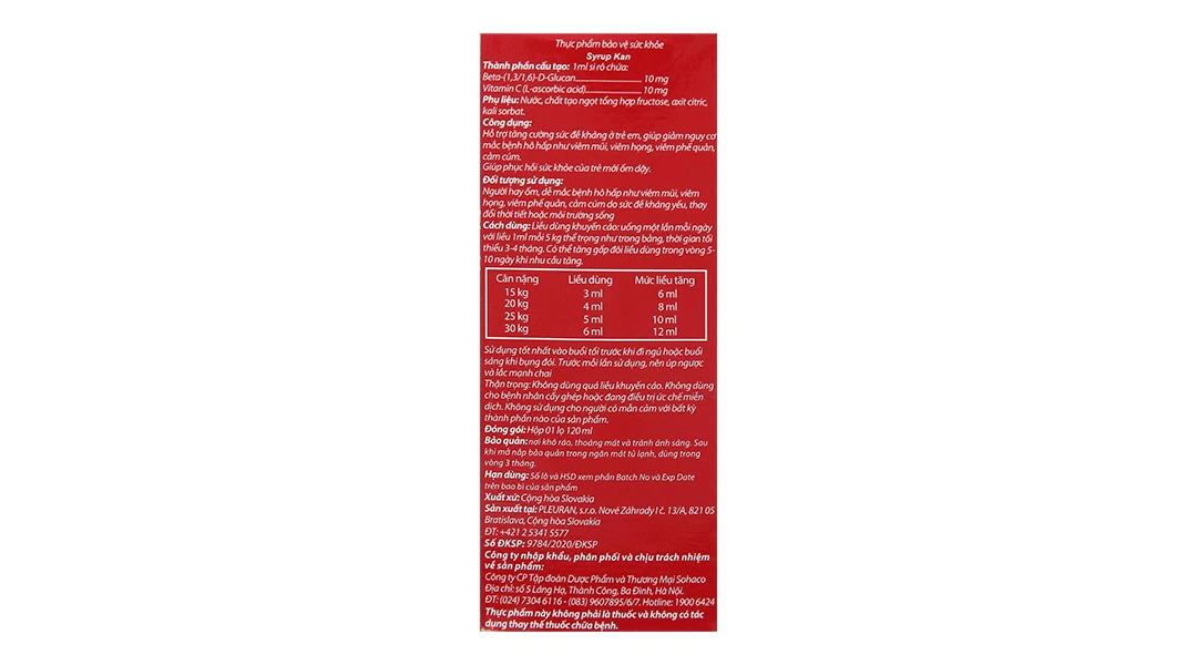 Kan Imunoglukan Syrup chai 120ml - 5