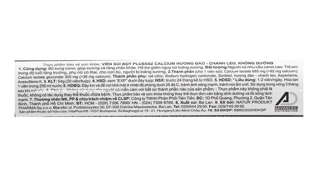 Plusssz Canxi 1000Mg Tube 20 viên - 3