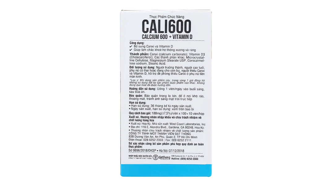 PN Cali 600 Calcium 600 + Vitamin D lọ 110 viên - 2