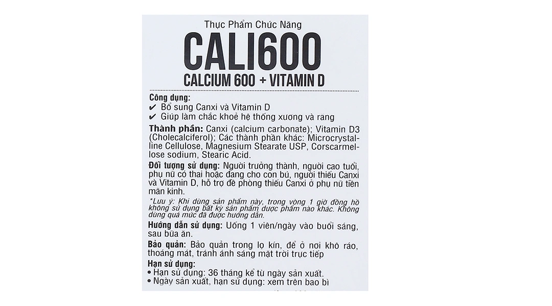 PN Cali 600 Calcium 600 + Vitamin D lọ 110 viên - 4