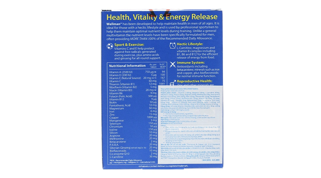 Vitabiotics Wellman hộp 30 viên - 1
