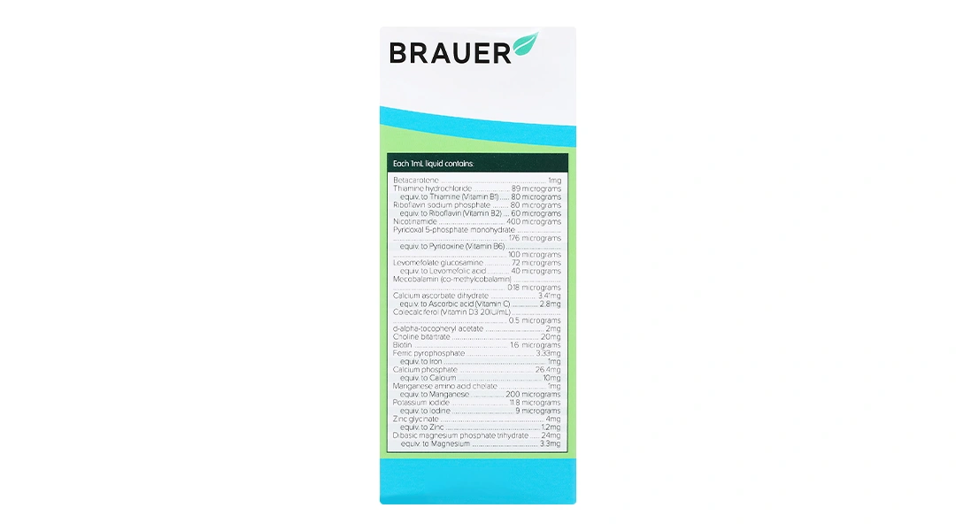 Brauer Kids Liquid Multivitamin With Iron chai 200ml - 1