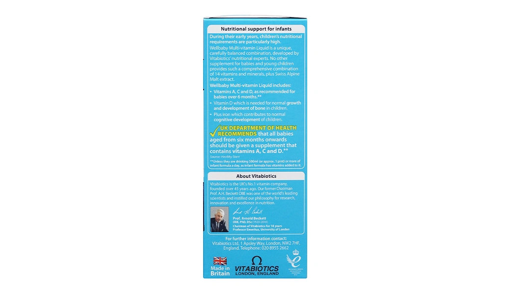 Vitabiotics Wellbaby Multi-Vitamin Liquid chai 150ml - 2