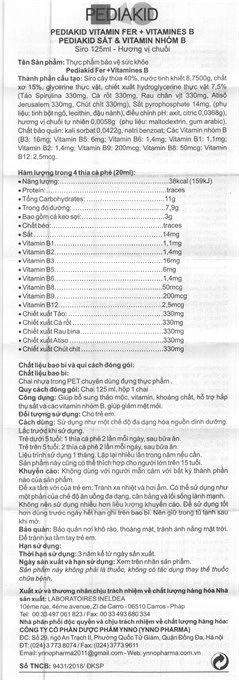 Pediakid Fer + Vitamines B chai 125ml - 8