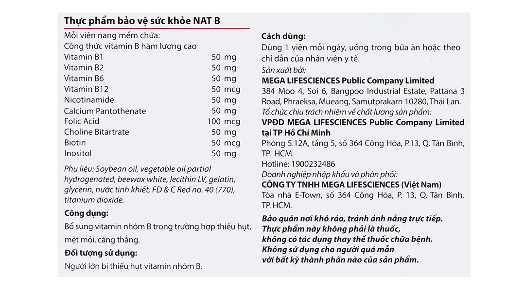 Mega We Care Nat B bổ sung vitamin nhóm B hộp 30 viên - 4