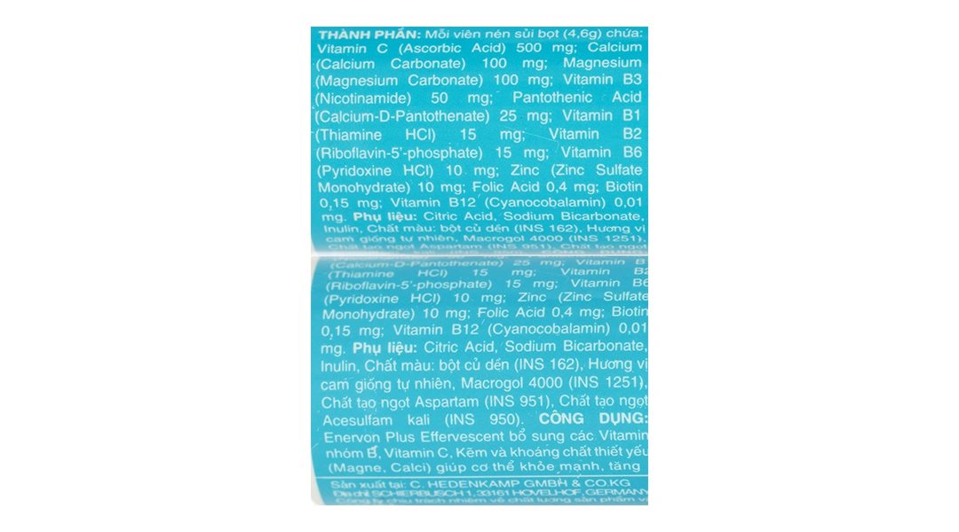 Enervon Plus Effervescent tuýp 10 viên - 3