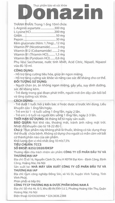 Donazin hộp 20 ống x 10ml - 6