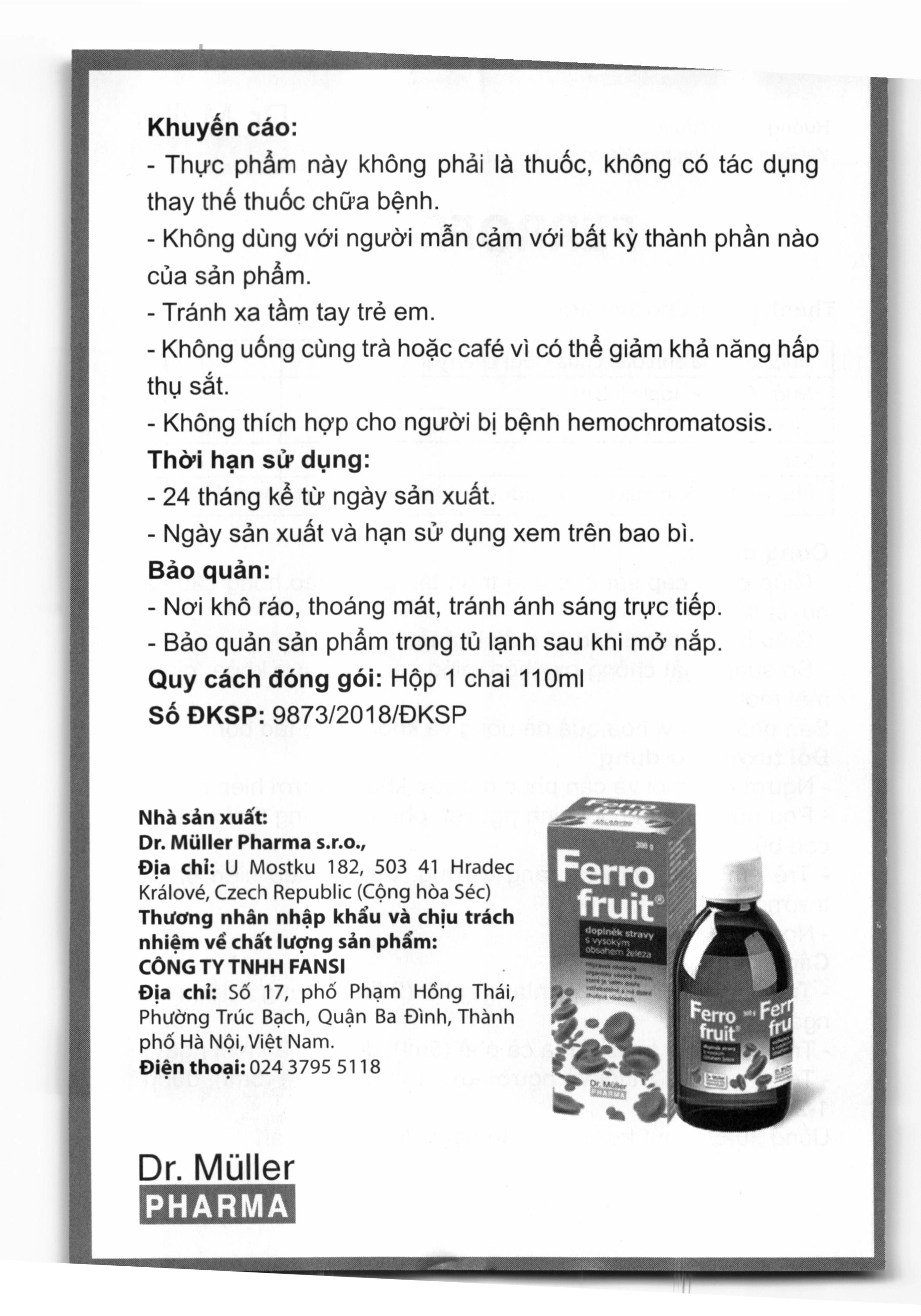 Siro Ferro Fruit cung cấp sắt, hỗ trợ tạo máu chai 110ml - 6