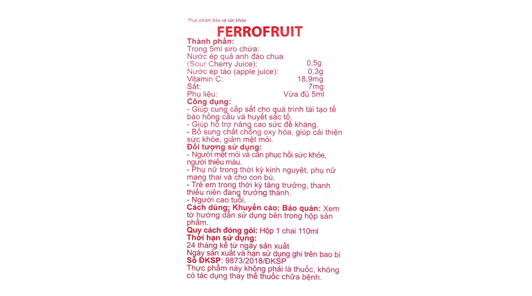 Siro Ferro Fruit cung cấp sắt, hỗ trợ tạo máu chai 110ml - 4