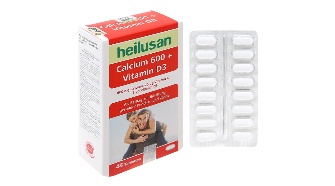 Thực phẩm bảo vệ sức khỏe Heilusan Calcium 600 + Vitamin D3 Tabletten - 