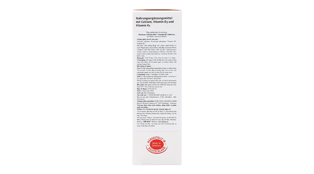 Thực phẩm bảo vệ sức khỏe Heilusan Calcium 600 + Vitamin D3 Tabletten - 2