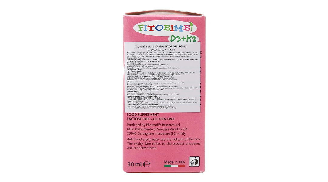 Fitobimbi D3+K2 hỗ trợ giảm nguy cơ còi xương ở trẻ chai 30ml - 1