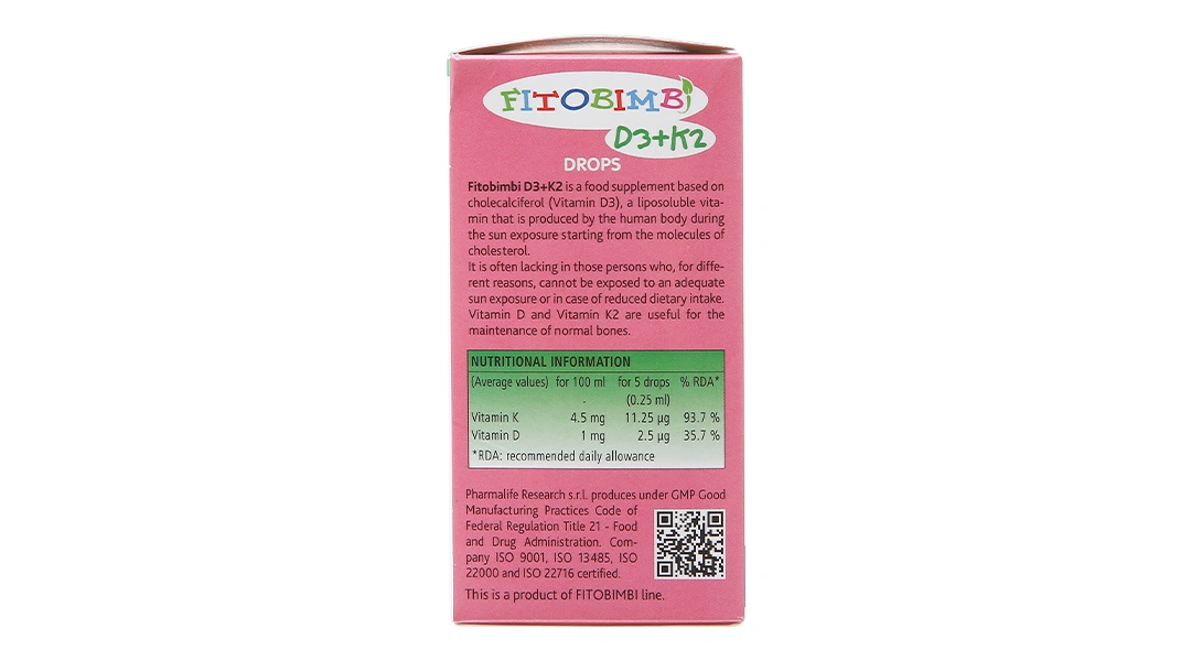 Fitobimbi D3+K2 hỗ trợ giảm nguy cơ còi xương ở trẻ chai 30ml - 2