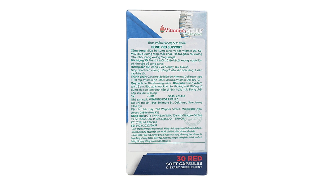 Canxi Forlife Bone Pro Support lọ 30 viên - 2