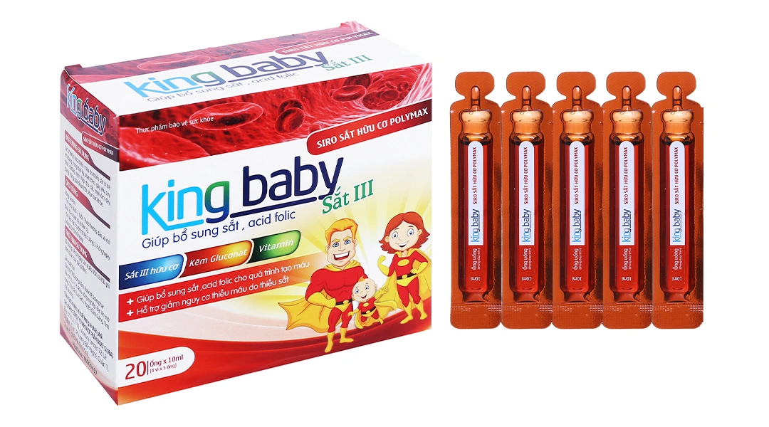 King Baby Siro Sắt Hữu Cơ Polymax hộp 20 ống x 10ml - 