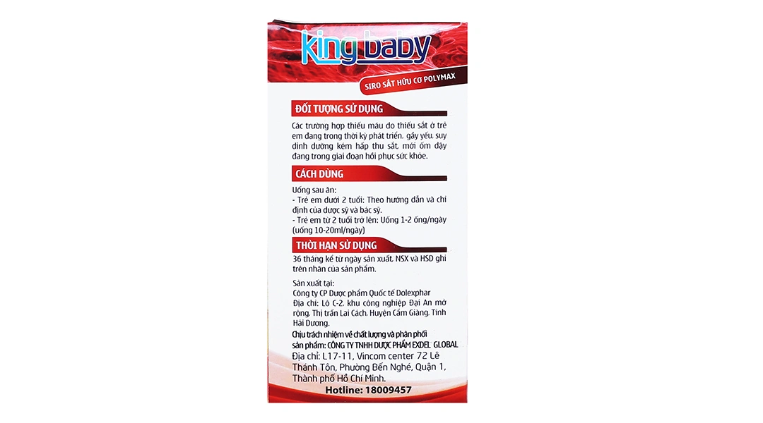 King Baby Siro Sắt Hữu Cơ Polymax hộp 20 ống x 10ml - 1