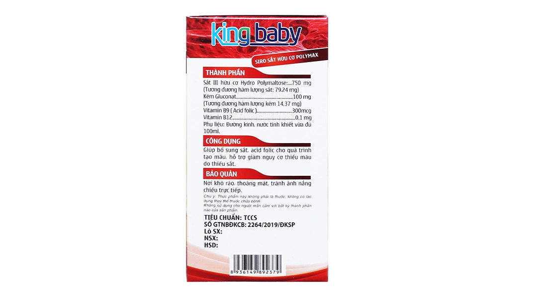 King Baby Siro Sắt Hữu Cơ Polymax hộp 20 ống x 10ml - 2