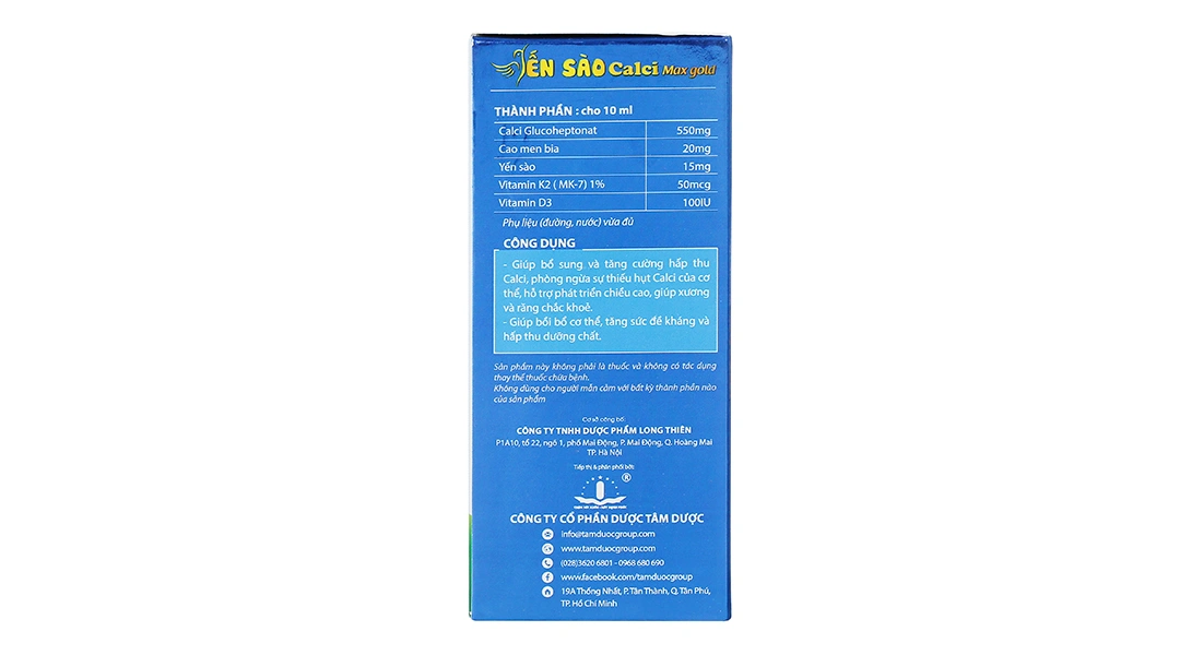 Siro Yến sào Calci Max Gold bổ xung canxi giúp bé cao hơn hộp 20 ống x 10ml - 2