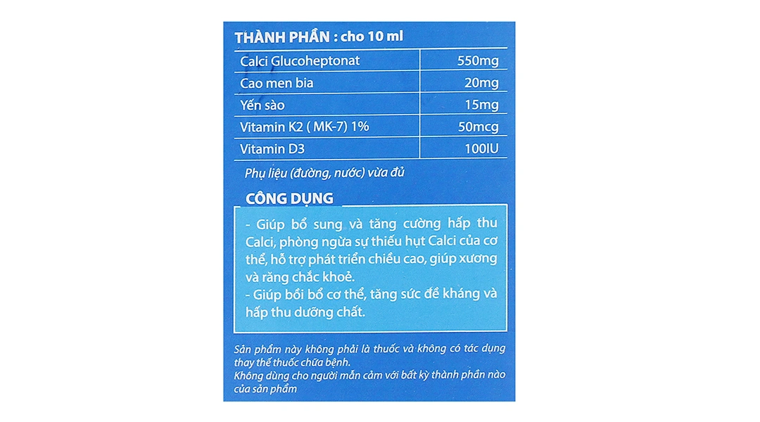 Siro Yến sào Calci Max Gold bổ xung canxi giúp bé cao hơn hộp 20 ống x 10ml - 4