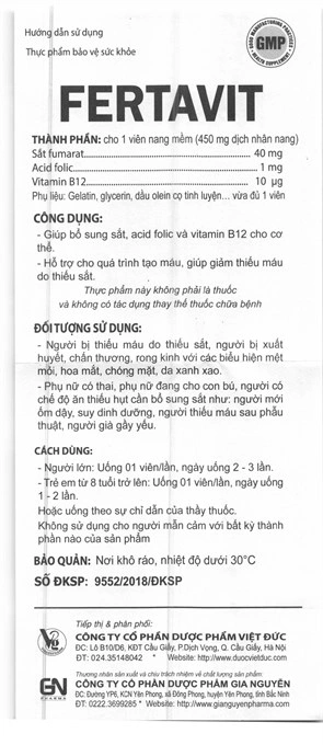 Fertavit hỗ trợ giảm thiếu máu do thiếu sắt hộp 100 viên - 6