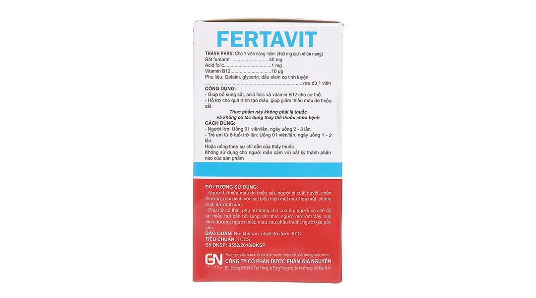 Fertavit hỗ trợ giảm thiếu máu do thiếu sắt hộp 100 viên - 3