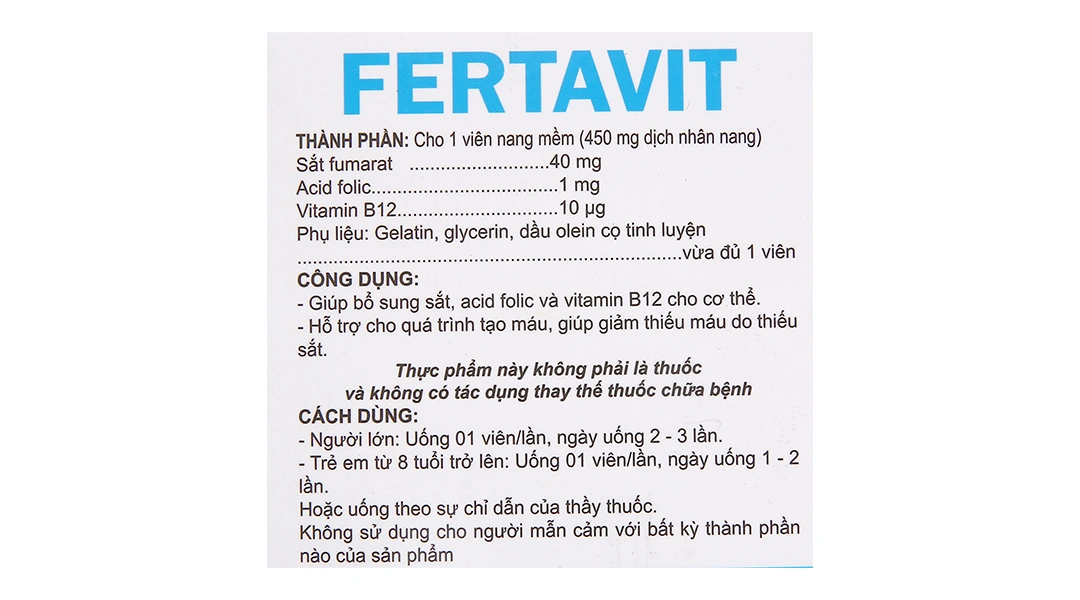 Fertavit hỗ trợ giảm thiếu máu do thiếu sắt hộp 100 viên - 4