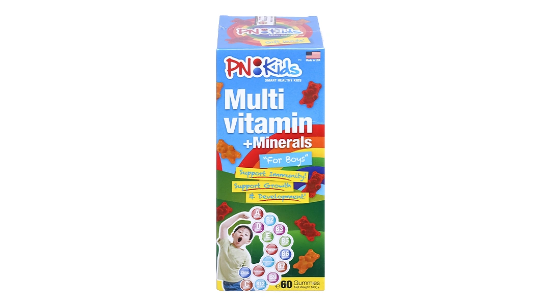 Keo dẻo Pn Kids Multivitamin For Boy hỗ trợ tăng đề kháng cho bé trai chai 60 viên - 1