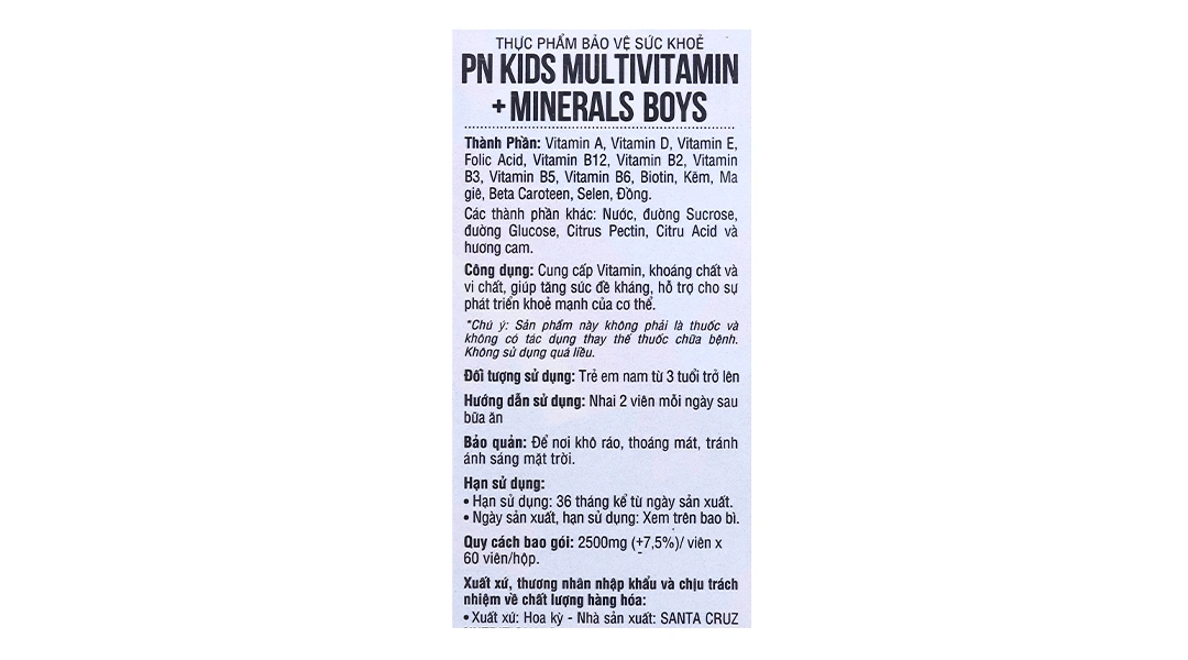 Keo dẻo Pn Kids Multivitamin For Boy hỗ trợ tăng đề kháng cho bé trai chai 60 viên - 5