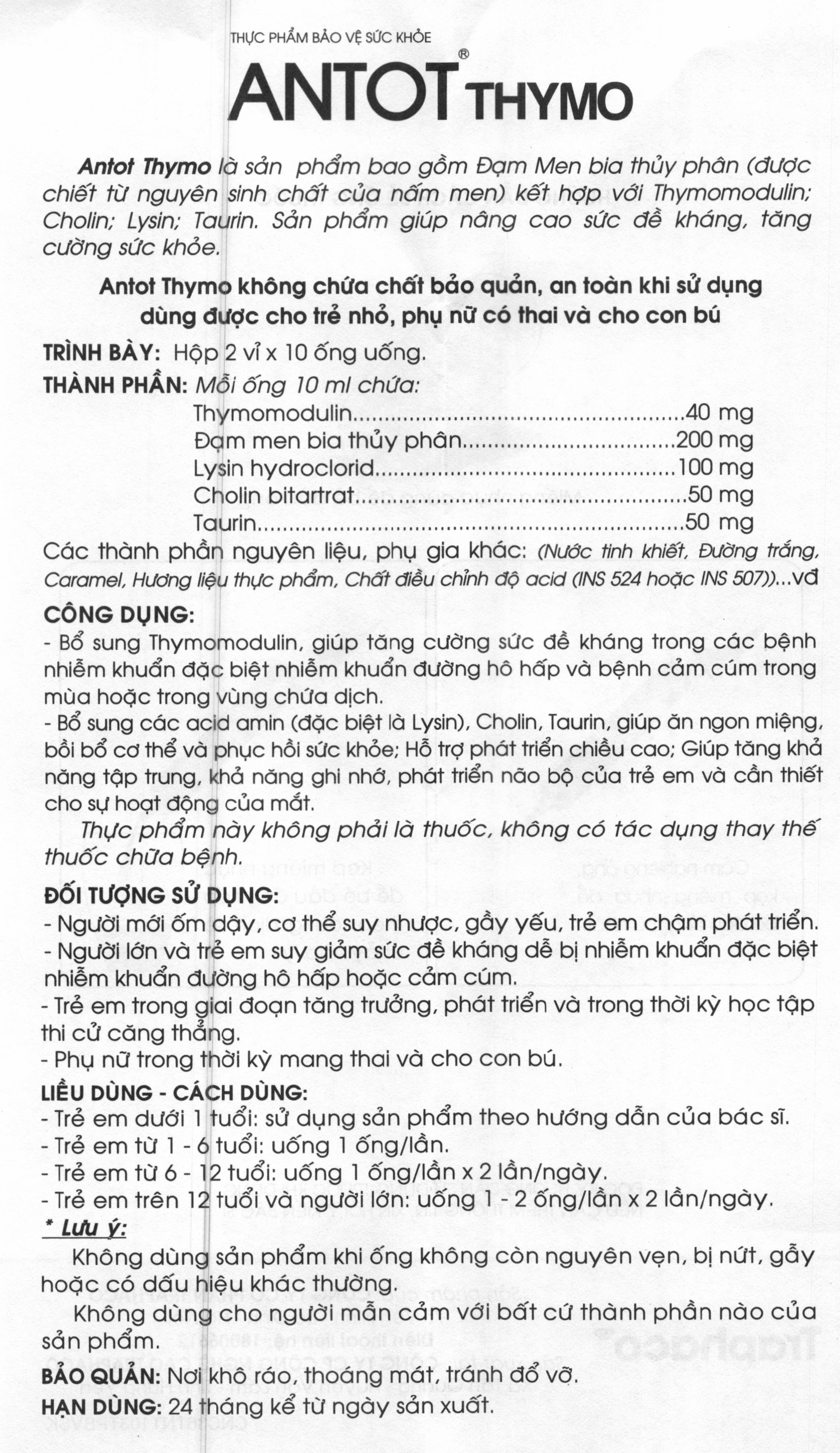 Antot Thymo hộp 20 ống - 4
