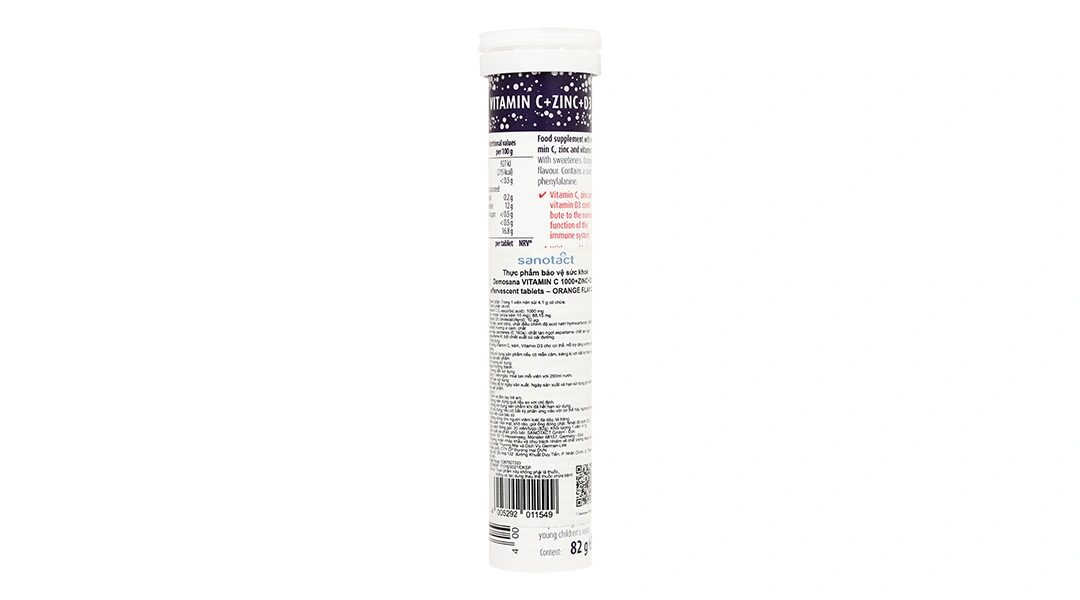 Viên Sủi Demosana C1000 + Zinc + D3 Vị Cam tuýp 20 viên - 1