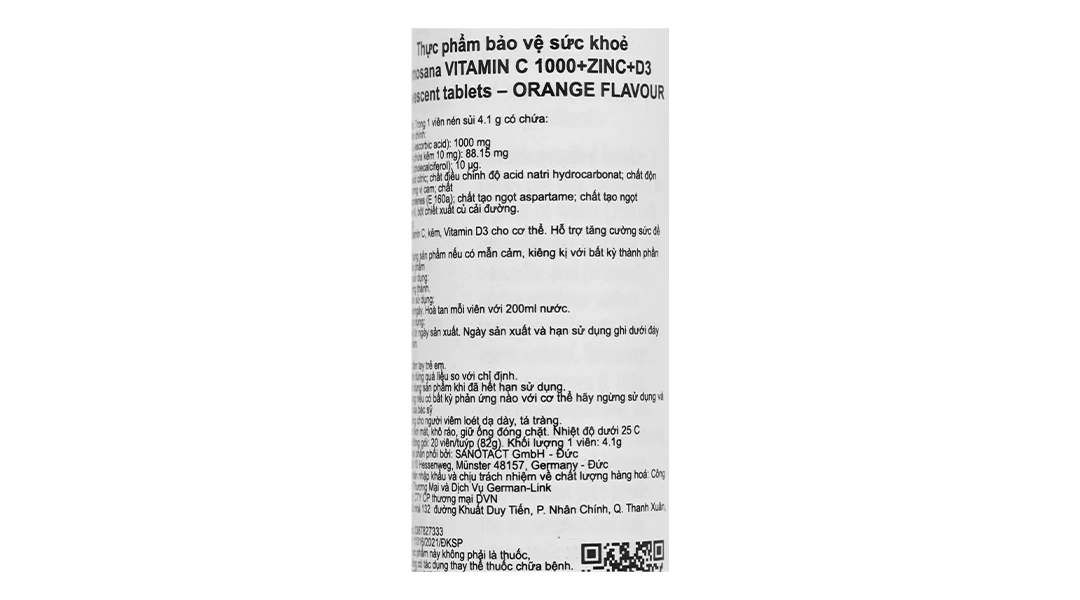 Viên Sủi Demosana C1000 + Zinc + D3 Vị Cam tuýp 20 viên - 3