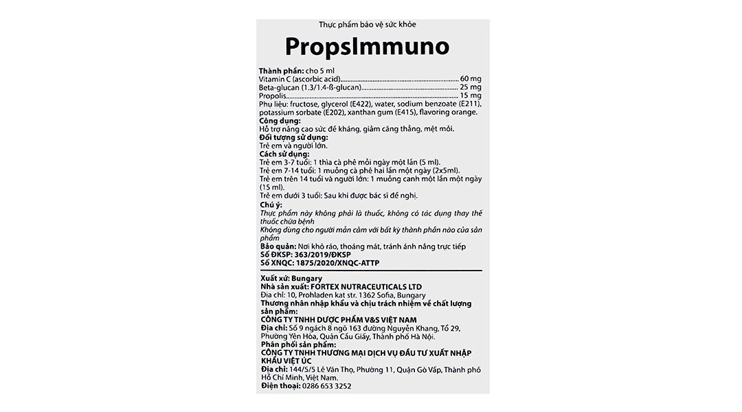 Thực phẩm bảo vệ sức khỏe Propsimmuno 100ml - 4