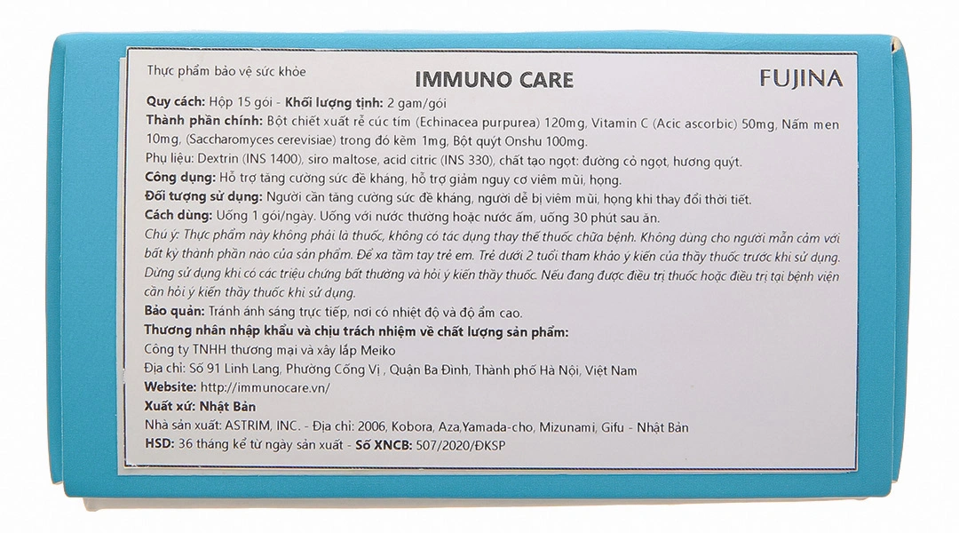 Thực phẩm bảo vệ sức khỏe Tăng Đề Kháng Immuno Care Fujina Hộp 15 Gói - 2