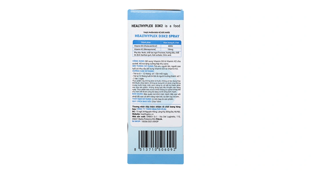 Dung dịch xịt Healthyplex D3K2 Spray chai 10ml - 2