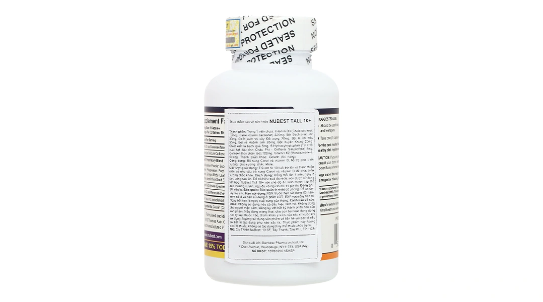Nubest Tall 10+ bổ sung Canxi và vitamin D, hỗ trợ phát triển xương chắc khỏe hộp 60 viên - 7