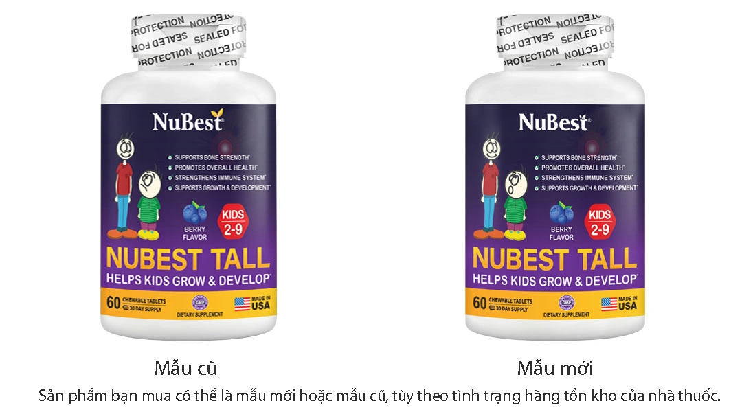 Nubest Tall Kids bổ sung canxi, hỗ trợ phát triển xương chắc khỏe hộp 60 viên - 