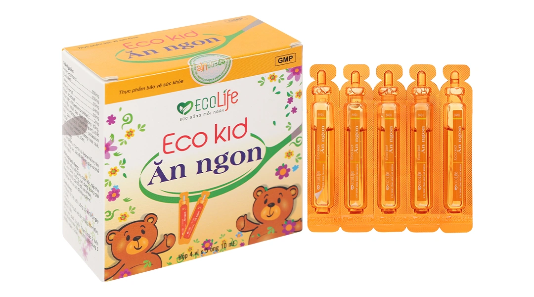 Ecolife Eco Kid Ăn Ngon hỗ trợ ăn ngon, nâng cao sức đề kháng hộp 20 ống x 10ml - 