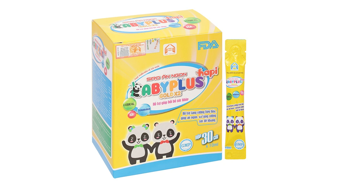 Thực phẩm bảo vệ sức khỏe Siro Ăn Ngon Hapi Gold Baby Plus hộp 30 gói - 