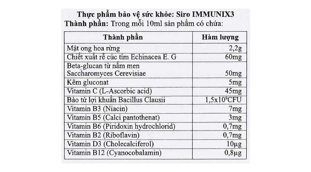 Thực phẩm bảo vệ sức khỏe Siro Immunix3 chai 150Ml - 4