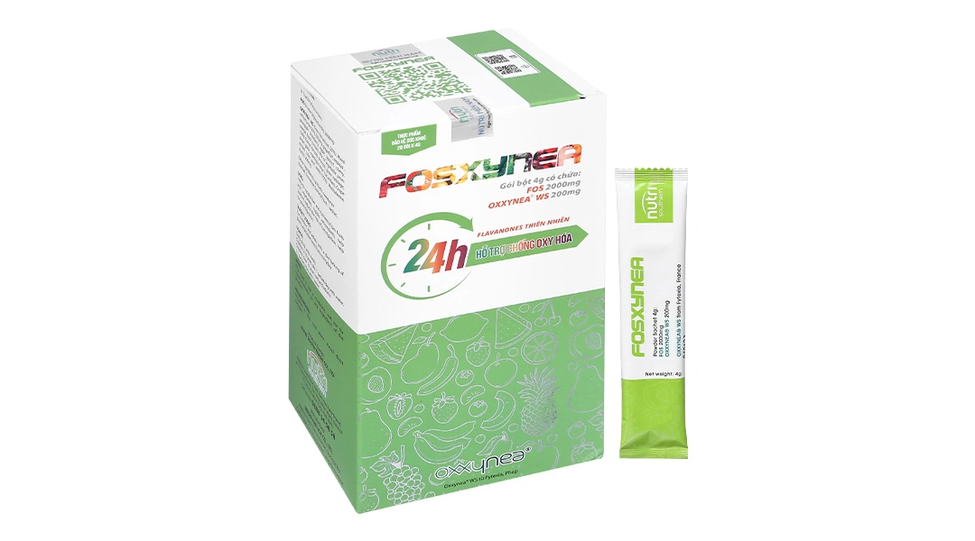 Fosxynea hỗ trợ giảm nguy cơ táo bón, chống oxy hoá hộp 20 gói x 4g - 