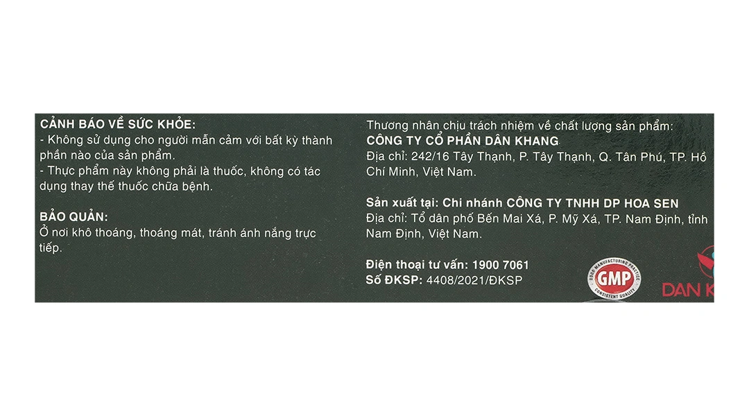 Thực phẩm bảo vệ sức khỏe Giấp Cá Dân Khang hộp 30 viên - 5