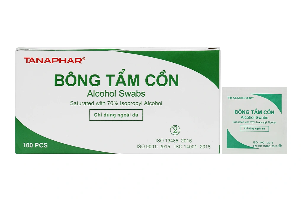 Bông tẩm cồn Tanaphar hộp 100 miếng - 