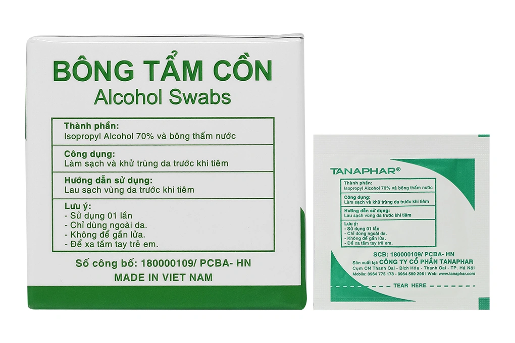 Bông tẩm cồn Tanaphar hộp 100 miếng - 1