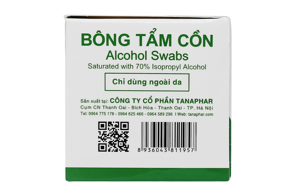 Bông tẩm cồn Tanaphar hộp 100 miếng - 2